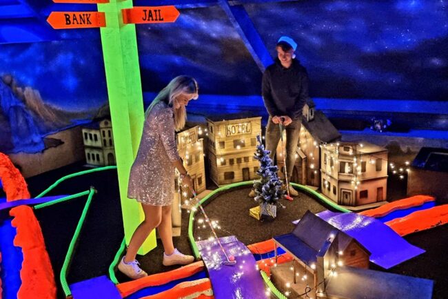Glowgolf met kerstlampjes