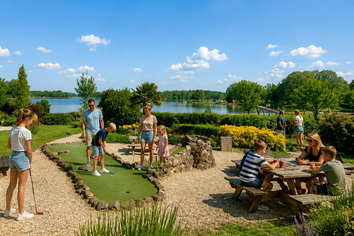 Minigolf USA baan met uitzicht over het meer van Bussloo
